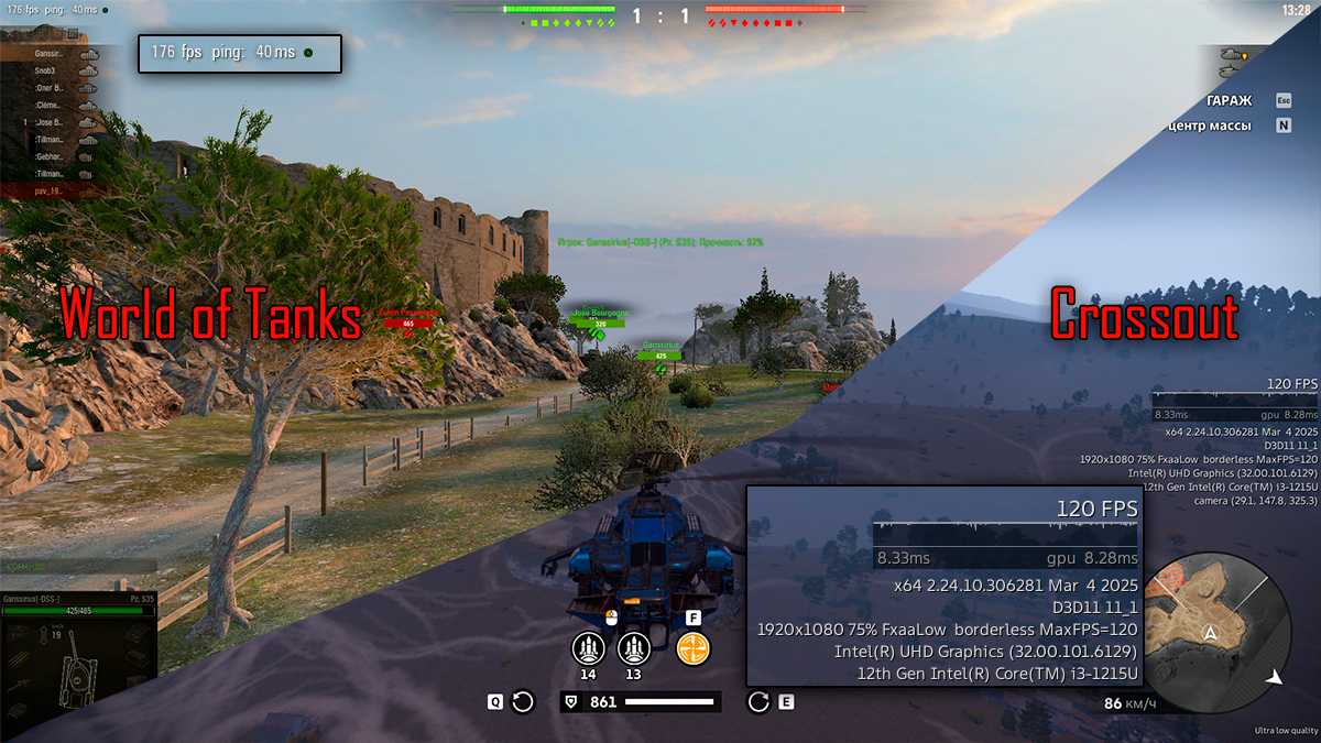 i3-1215u wot and crossout test